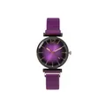 Orologio quarzo donna con quadrante viola sfumato e vetro geometrico su cinturino mesh - Viola