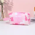 Pink waterproof cosmetic bag with rabbit print and convenient carrying handle - Casual Pillow Shape Handbag (X-046-1) / Pink Gradient