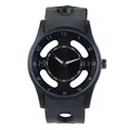 Montre de sport à quartz noire minimaliste avec grand cadran et boîtier ajouré - Noir