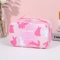 Large capacity cute pink cosmetic storage bag featuring a lovely rabbit pattern design - Rectangular Storage Bag (X-197) / Pink Gradient