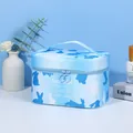 Large blue portable vanity bag with rabbit prints and sturdy double-zipper closure - Large Square Storage Bag (X-137) / Blue Gradient