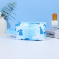 Sky blue gradient cosmetic bag with bunny print and handle for daily storage - Casual Pillow Shape Handbag (X-046-1) / Blue Gradient