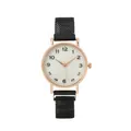 Orologio al quarzo minimalista da donna con cassa in oro rosa e cinturino in maglia nera - Nero