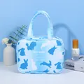 Blue gradient portable cosmetic bag with cute rabbit pattern and sturdy dual handles - Commuter Portable Handbag (X-210) / Blue Gradient