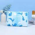 Light blue cosmetic bag featuring cute rabbit prints and a side handle for easy carrying - Business Storage Bag (X-152) / Blue Gradient