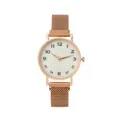 Elegante orologio al quarzo oro rosa con cinturino milanese e quadrante bianco numeri - Oro rosa