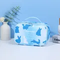 Light blue cosmetic bag with rabbit print and sturdy top handle for travel storage - Rectangular Storage Bag (X-197) / Blue Gradient