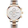 Dettaglio dell'orologio al quarzo con quadrante bianco, tre contatori e cinturino bicolore - Cinturino Bicolore Argento Oro Rosa Quadrante Bianco (11)
