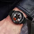 Men's fashion quartz watch with car wheel rim hub dial and black stainless steel band - Steel Band Wheel Hub Red Caliper / Steel Band Red Dial