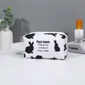 Portable large capacity cosmetic bag in white featuring minimalist black rabbit pattern - Casual Pillow Shape Handbag (X-046-1) / Black and White Print