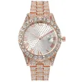 Luxurious rose gold crystal watch for women with full diamond-set bezel and date display - Rose Gold