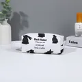 Portable large capacity cosmetic bag with black rabbit print and top zipper handle - Makeup Tool Pouch (X-209) / Black and White Print