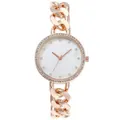 Macro-opname van roségouden Cubaanse schakelhorloge met strass-bezel en wijzerplaat - Strass Index Stijl / Roségoud