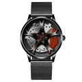 Details des Rennrad-Zifferblatts mit rotem Bremssattel und schwarzem Mesh-Band - Mesh-Band / Rot