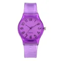 Minimalist purple translucent silicone quartz watch with clear jelly strap and dial - Purple