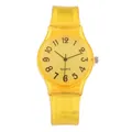 Translucent yellow silicone quartz watch with black numerals and sport casual design - Yellow