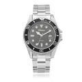 Orologio al quarzo Chance da uomo con cinturino in acciaio, quadrante grigio e datario - Stile Diver Nero / Quadrante Nero Argento