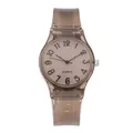 Transparent brown silicone digital watch for women with white dial and quartz movement - Brown