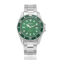 Orologio al quarzo Chance da uomo con quadrante verde e cinturino in acciaio inox argento - Stile Diver Verde / Cassa Argento Quadrante Verde