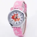 Schattig roze eekhoorn kinderhorloge voor meisjes met dierenoren en zilveren metalen kast - Roze
