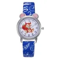 Kinderhorloge met roze oortjes, blauwe graffiti band en schattig eekhoorn patroon - Blauw