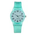 Minimalist mint green transparent silicone digital watch with white round dial - Mint Green