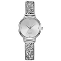 Elegant zilveren dameshorloge met kwartsuurwerk en een glinsterende strass-armband - Zilver Wit