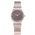 Pink glitter Geneva quartz watch for women featuring silicone strap and numeric dial - Brown