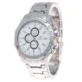 Business-Herrenuhr mit großem weißen Zifferblatt und silbernem Gliederarmband - Silber Weiß