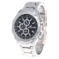 Orologio uomo quarzo business con cinturino in acciaio argento e quadrante nero a tre sfere - Argento Nero