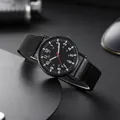 Men's minimalist luminous quartz watch with black Milanese strap and numeric dial - Black Watch Only