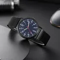 Minimalist black military quartz watch with blue dial and magnetic mesh strap for men - Blue Watch Only