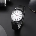 Minimalist quartz men's watch with luminous dial and black magnetic Milanese band - White Watch Only