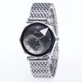 Orologio al quarzo da donna con cinturino milanese argento e quadrante in vetro sfaccettato - Quadrante Nero Argento