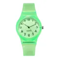 Neon green transparent silicone quartz watch for women with Arabic numeral markers - Fluorescent Green