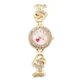Montre femme quartz dorée avec bracelet cœur en cristal et cadran blanc élégant love - Montre Unique Or
