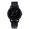 Orologio unisex nero minimalista con numeri bianchi e cinturino in pelle nera - Nero