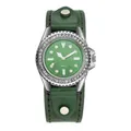 Macro shot of luxury green watch dial with diamond-encrusted bezel and silver studs - Green
