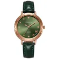 Orologio al quarzo elegante oro rosa da donna con quadrante verde e cinturino pelle - Verde