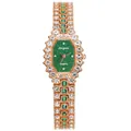 Damenarmbanduhr in Roségold mit achteckigem grünem Zifferblatt und Kristallarmband - Nur Uhr / Roségold Gehäuse Grünes Zifferblatt