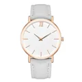 Orologio al quarzo minimalista per coppie con cassa oro rosa e cinturino in pelle grigio chiaro - Grigio