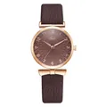 Elegant roségoud dameshorloge met bruine zonnebloem wijzerplaat en lederen band - Alleen horloge / Bruin