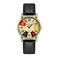 Detailed macro view of bronze case and creative fan-shaped colorful watch dial - Black