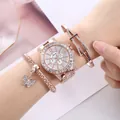 Set orologio donna oro rosa con bracciale a farfalla e cristalli scintillanti - Oro Rosa + Braccialetto
