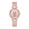 Pink quartz watch for women featuring cute glitter rabbit dial and heart crystals - Pink Watch Only