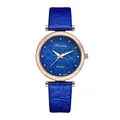 Macro view of blue starry watch dial with rose gold case and sparkling crystal markers - Blue Watch Only