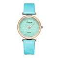 Detail of starry quartz watch with mint blue 3D geometric dial and sparkling strap - Watch Only / Sky Blue