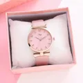 Pink Tadi leather strap watch with rose gold bow detail in a gift display box - Pink With Box