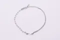 Bracciale fai-da-te in argento sterling S925 con maglie quadrate e connettori a sfera - Argento Placcato Platino