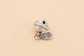 Vintage S999 silver bell charm with 'Happiness' tag for DIY jewelry making - Antique Silver (4916186570548)
